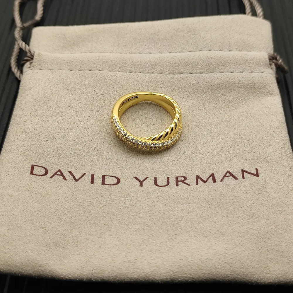 David Yurman Gold Cross-Row Diamond Ring